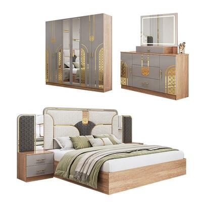 Chambre a Coucher Compleet Turkse slaapkamer sets king size slaapkamer dubbele houten frame goedkoop luxe moderne slaapkamer meubels set