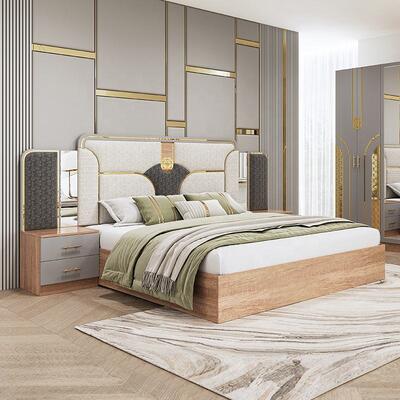Chambre a Coucher Compleet Turkse slaapkamer sets king size slaapkamer dubbele houten frame goedkoop luxe moderne slaapkamer meubels set