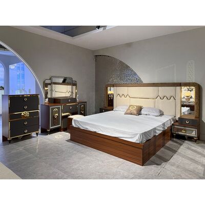Foshan Wholesale Luxe Complete Bedroom Sets 5 Pieces King Size Bed Suite Houten Frame Turkse Moderne Bedroom Meubels Set