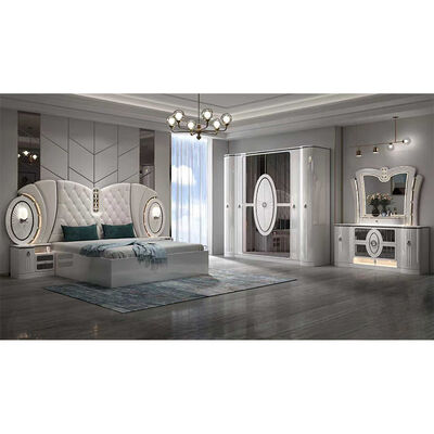 Groothandelsprijs Moderne luxe slaapkamermeubelen king size bed frame master room complete turkse slaapkamer sets met led lichten