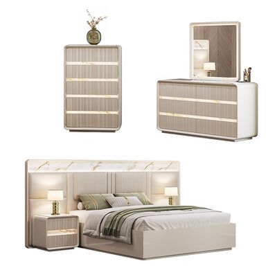 Groothandel Moderne slaapkamermeubilair Home Master Room Hotel Appartement Houten raam King Grootte Moderne luxe slaapkamer sets
