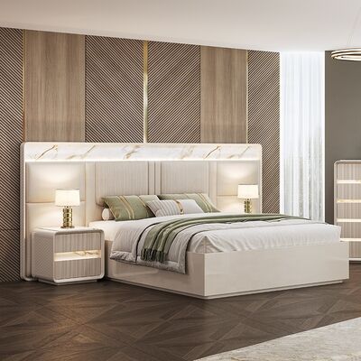 Groothandel Moderne slaapkamermeubilair Home Master Room Hotel Appartement Houten raam King Grootte Moderne luxe slaapkamer sets