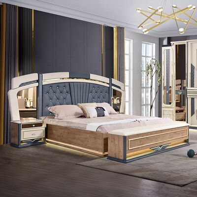 Chambre a Coucher Compleet De Luxe Bedroom Sets King Size Bed Home Room Dubbel Houten Frame Moderne Luxe Bedroom Meubels Set