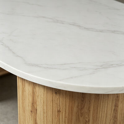 Modern Dining Room Furniture Oval Wooden Dining Table Storage Base Nordic Home Restaurant Kitchen 6 Seater Dining Table