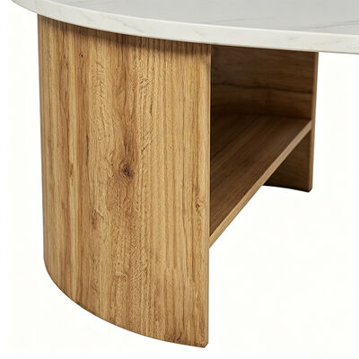 Modern Dining Room Furniture Oval Wooden Dining Table Storage Base Nordic Home Restaurant Kitchen 6 Seater Dining Table