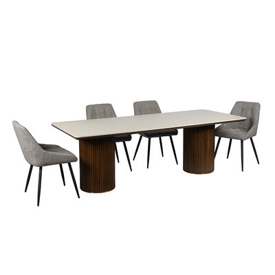 Ensemble Salle Manger Complete massief houten eettafel Stenen leistenen eetkamermeubilair 6-zits moderne houten eettafel