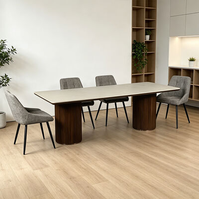 Ensemble Salle Manger Complete massief houten eettafel Stenen leistenen eetkamermeubilair 6-zits moderne houten eettafel