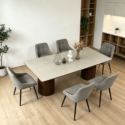 Ensemble Salle Manger Complete massief houten eettafel Stenen leistenen eetkamermeubilair 6-zits moderne houten eettafel