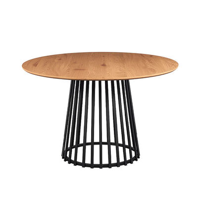 Minimalistische stijl rechthoekige Live Edge Eettafel Metalen basis Eetkamermeubelen Houten Moderne Eettafel Set 6 zitplaatsen