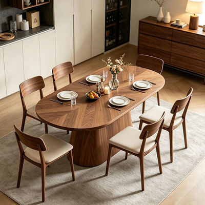 Salle Manger Compleet 6 plaatsen Moderne eetkamermeubelen Ovale Houten Eettafel 6 zitplaatsen Huis Restaurant Eettafel Set