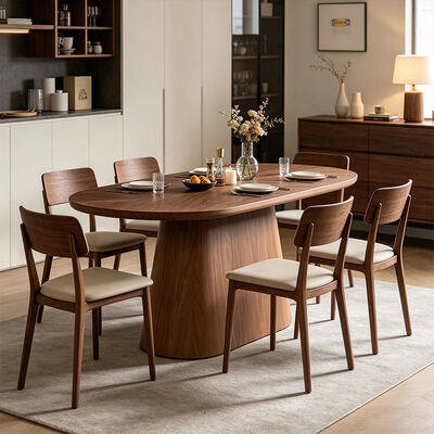 Salle Manger Compleet 6 plaatsen Moderne eetkamermeubelen Ovale Houten Eettafel 6 zitplaatsen Huis Restaurant Eettafel Set