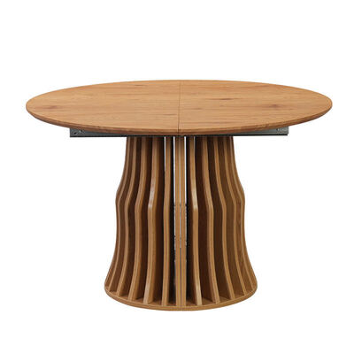 Groothandel moderne houten uitschuifbare eettafel Opklapbare eetkamermeubels Eenvoudige ronde verstelbare uitbreidbare eettafel