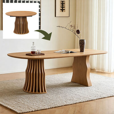 Groothandel moderne houten uitschuifbare eettafel Opklapbare eetkamermeubels Eenvoudige ronde verstelbare uitbreidbare eettafel