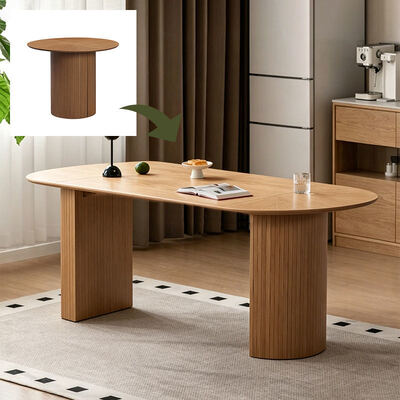 Groothandel moderne houten uitschuifbare eettafel Opklapbare eetkamermeubels Eenvoudige ronde verstelbare uitbreidbare eettafel