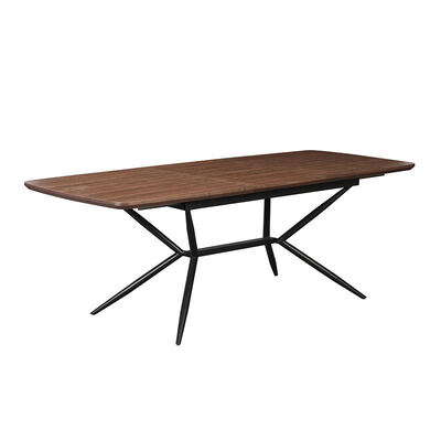 Groothandel minimalistische rechthoekige eettafel Eetkamermeubilair Metalen frame Keukentafel Live Edge houten moderne eettafel
