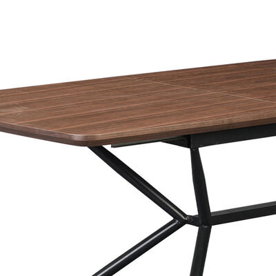 Groothandel minimalistische rechthoekige eettafel Eetkamermeubilair Metalen frame Keukentafel Live Edge houten moderne eettafel