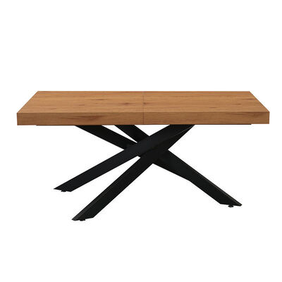 Goedkope moderne rechthoekige opvouwbare eettafel Metalen basis Eetkamermeubilair Eenvoudige opvouwbare houten bovenkant Uitbreidbare eettafel