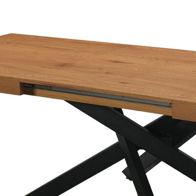 Goedkope moderne rechthoekige opvouwbare eettafel Metalen basis Eetkamermeubilair Eenvoudige opvouwbare houten bovenkant Uitbreidbare eettafel