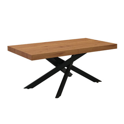 Goedkope moderne rechthoekige opvouwbare eettafel Metalen basis Eetkamermeubilair Eenvoudige opvouwbare houten bovenkant Uitbreidbare eettafel