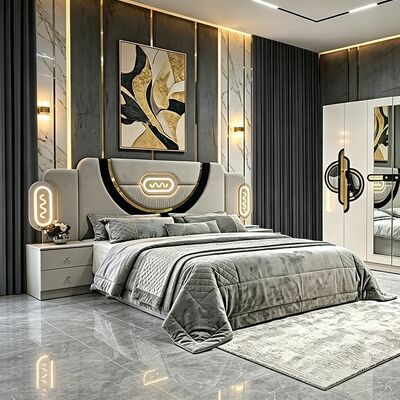 China Groothandel Goedkope Turkse Slaapkamer Meubelset Houten Frame Luxe Kingsize Bed Dubbel Volledig Modern Luxe Slaapkamer Sets