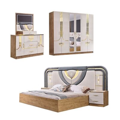 Slaapkamer Set Met Kledingkast En Kaptafel Turkse Meubels Luxe Kingsize Bed Houten Moderne Slaapkamer Meubelset