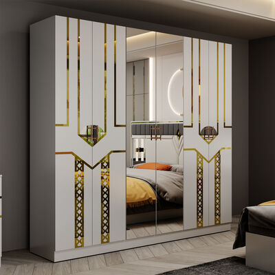 Groothandel Modern Design Dubbel Leer King Bed Kledingkast Commode Volledige Set Huis Houten Queen Size Luxe Meubels Slaapkamer Sets