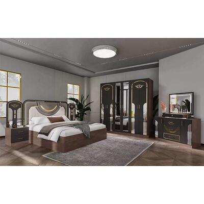 Groothandel Turkse moderne slaapkamermeubels Set Compleet 5 stukken King Size Bedroom Houten frame Home Meubels Bedroom Sets