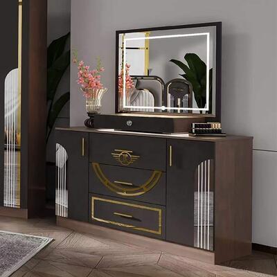 Groothandel Turkse moderne slaapkamermeubels Set Compleet 5 stukken King Size Bedroom Houten frame Home Meubels Bedroom Sets