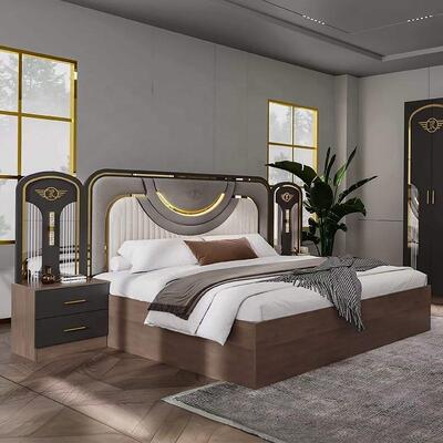 Groothandel Turkse moderne slaapkamermeubels Set Compleet 5 stukken King Size Bedroom Houten frame Home Meubels Bedroom Sets