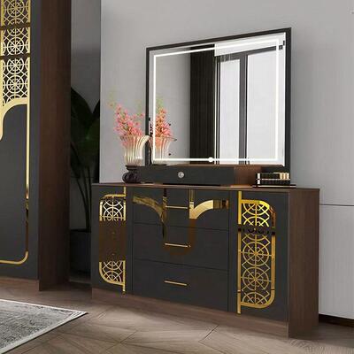 Groothandel Turkse moderne slaapkamermeubels Set Compleet 5 stukken King Size Bedroom Houten frame Home Meubels Bedroom Sets