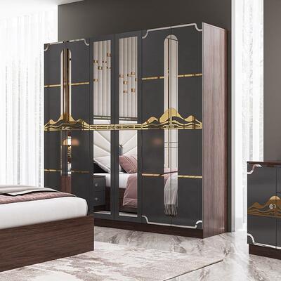 Moderne Luxe Slaapkamer Meubelset Houten Frame Hoogglans Grijs Kingsize Bed Master Room Suite Turkse Slaapkamer Sets Meubels