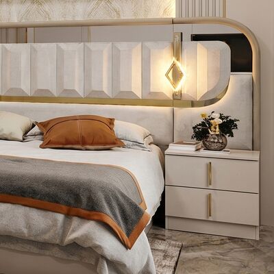 High Gloss Royal Luxury Complete Bedroom Sets King Size Bedroom 5 Pieces Houten Frame Turkse Moderne Bedroom Meubels Set