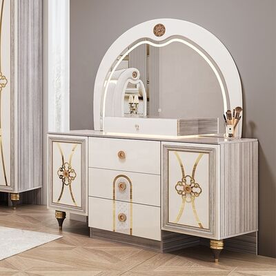 Luxe Kingsize Moderne Slaapkamer Meubelset Luxe Verlicht Hoofdeinde Dubbel Bed Set Houten Frame Volledige Turkse Woonmeesterslaapkamer Set