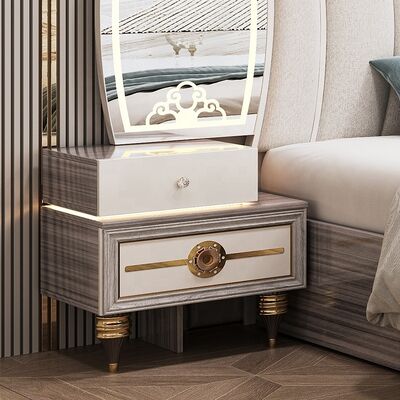 Luxe Kingsize Moderne Slaapkamer Meubelset Luxe Verlicht Hoofdeinde Dubbel Bed Set Houten Frame Volledige Turkse Woonmeesterslaapkamer Set