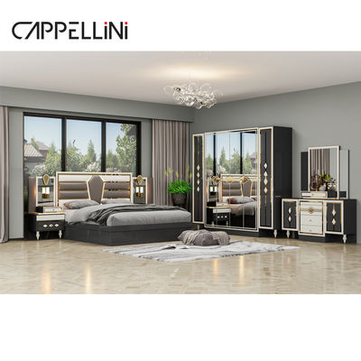 Houten moderne dubbelleder King Size Bed Set Home Meubels Modulair Houten Queen Full Luxury Bedroom Sets Meubelen