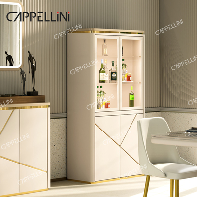 Eenvoudige moderne houten opslag Living Wine Rack Home Meubels Eetkamer Bar Luxe Houten Wijnkast Met Glas Display