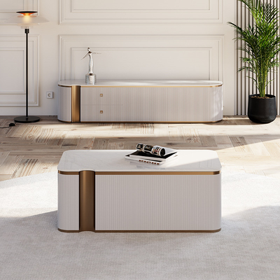 Moderne Luxe Houten Tv-kast En Koffietafel Set Huis Meubelen Woonkamer Houten TV-stand Met opslag