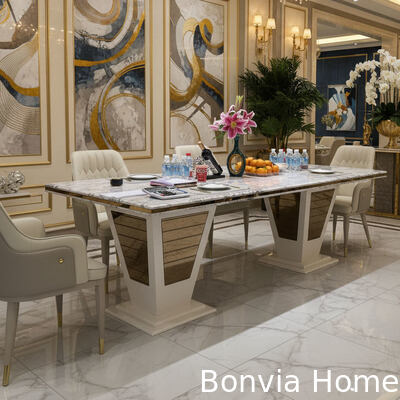 Modern Luxe House Houten Eettafel Set 6 zitplaatsen Stoelen Rechthoekig Huis Restaurant Compleet Eetkamer Meubels Set