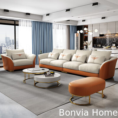 Italiaans Design Luxe Huis Modulaire Lederen Bankstel Villa Meubels Houten Frame Grote Woonkamer Hoekbank