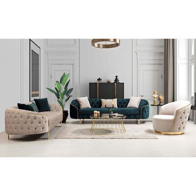 Amerikaans Design Modulaire Lederen Sofaset Meubels 3 2 1 Zits Sectionele Moderne Luxe Fluweel Stof Chesterfield Bank