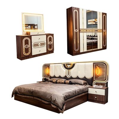 Klassieke Koninklijke Turkse Complete Slaapkamer Sets King Size Bed Master Kamer Houten Frame Goedkope Luxe Moderne Slaapkamer Meubelset