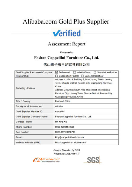 CHINA Bonvia Home  Furniture Co., Ltd. certificaten