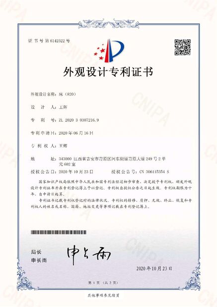 CHINA Bonvia Home  Furniture Co., Ltd. certificaten