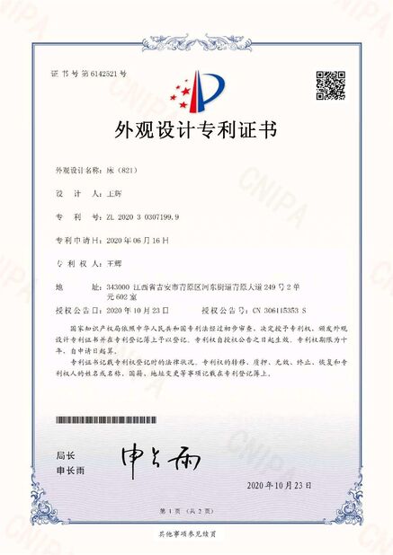 CHINA Bonvia Home  Furniture Co., Ltd. certificaten